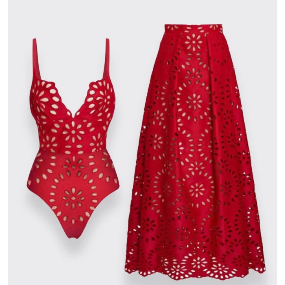 Elegant Red One-Piece Swimsuit